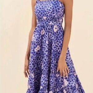 Ulla Johnson Strapless Blue and White Dress